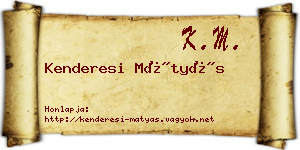 Kenderesi Mátyás névjegykártya